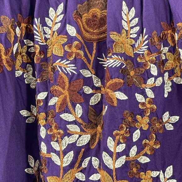Free People Fleur De Jour Mini Dress Purple Off Shoulder Floral Embroidered XS - Picture 2 of 8